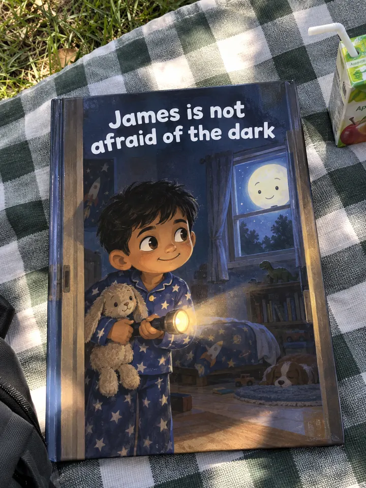 ספר ילדים מודפס: James is not afraid of the dark