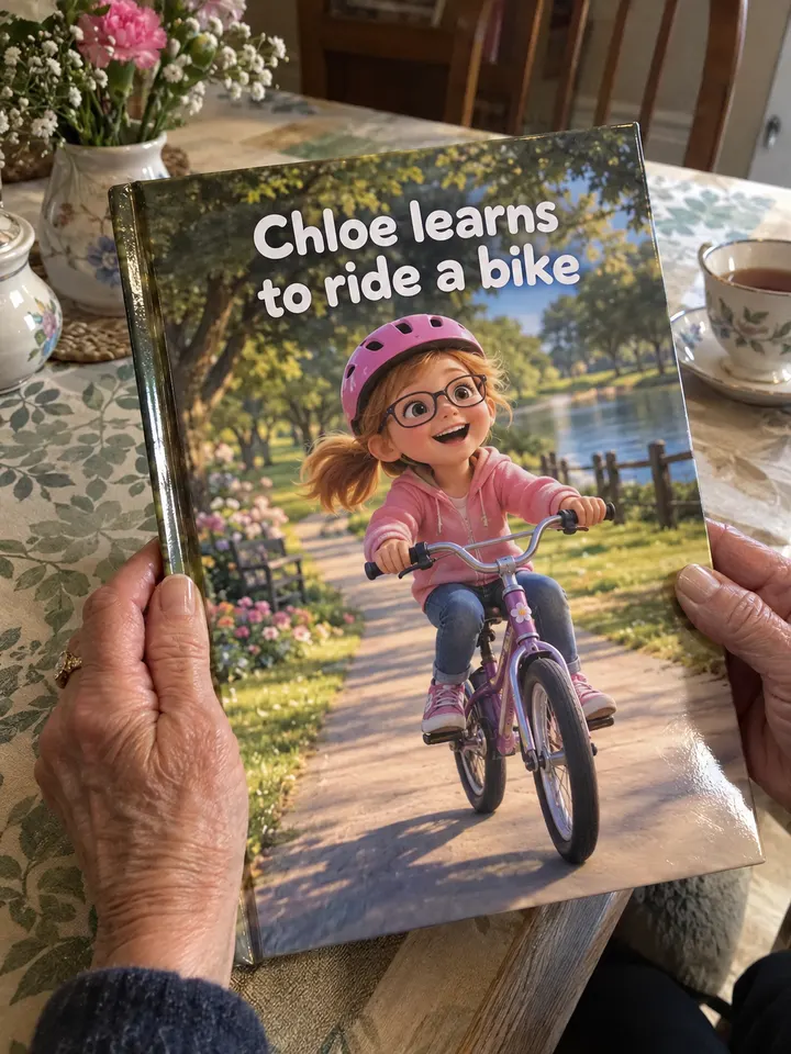 ספר ילדים מודפס: Chloe learns to ride a bike
