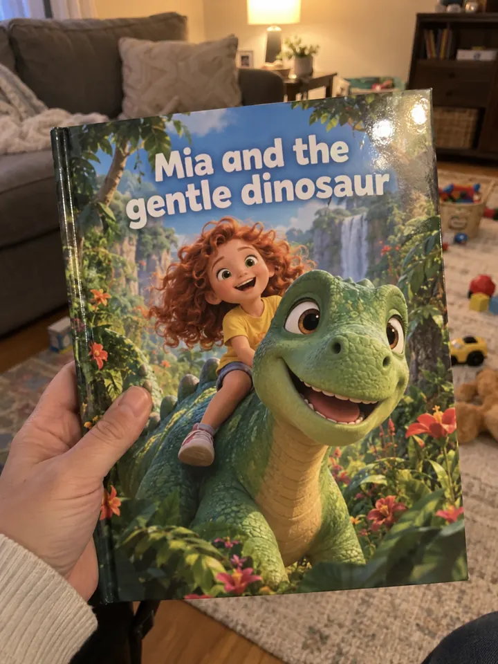 ספר ילדים מודפס: Mia and the gentle dinosaur